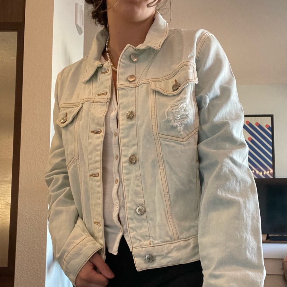 Custom Bleached Topshop Jean Moto Jacket
